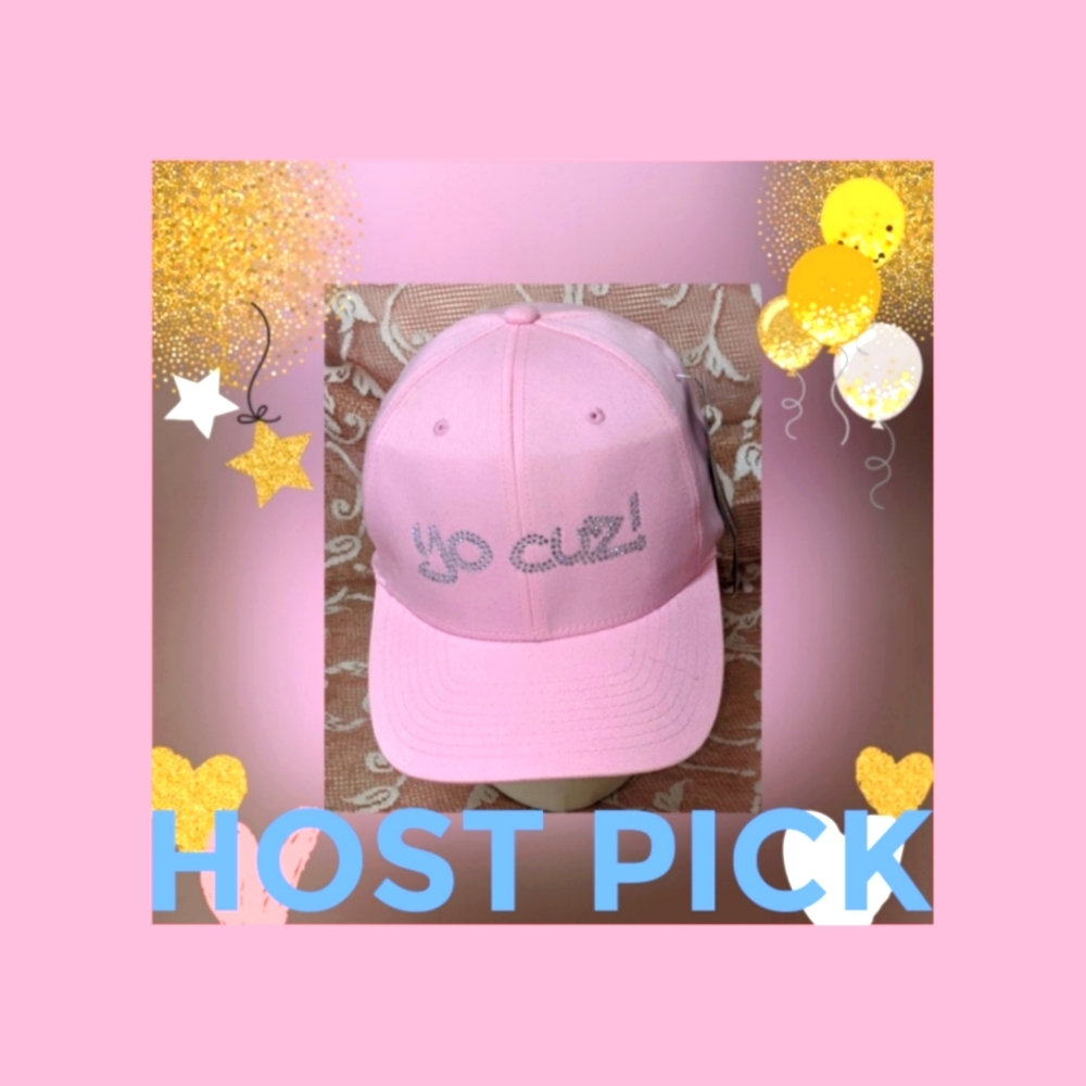 YO CUZ!  PINK RHINESTONE CAP by STEVE MARTORANO
